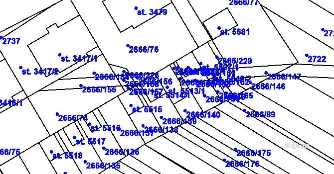 Parcela st. 5513/1 v KÚ Břeclav, Katastrální mapa