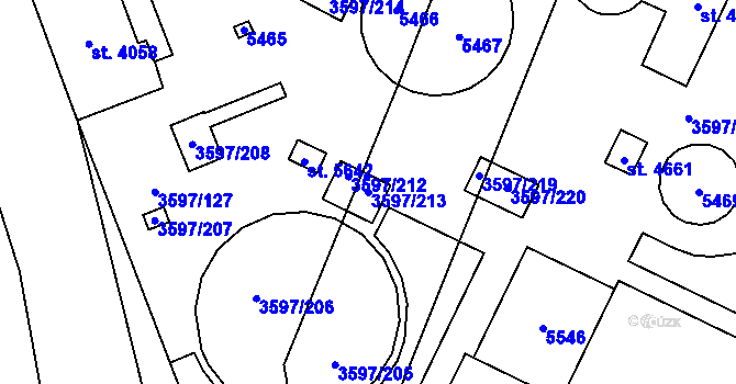 Parcela st. 3597/213 v KÚ Břeclav, Katastrální mapa