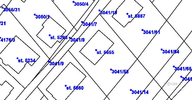 Parcela st. 5655 v KÚ Břeclav, Katastrální mapa