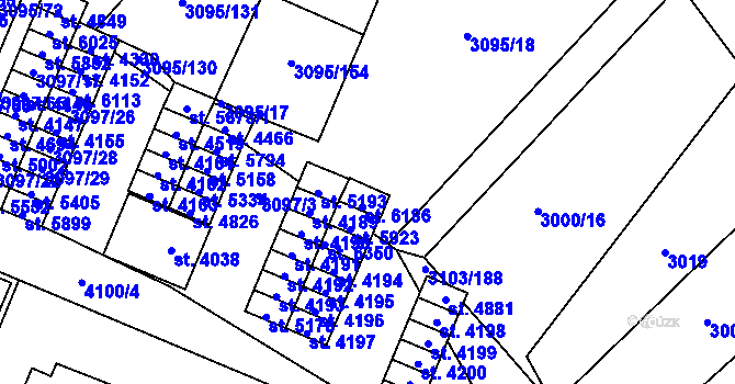 Parcela st. 3095/137 v KÚ Břeclav, Katastrální mapa