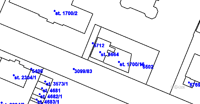 Parcela st. 5664 v KÚ Břeclav, Katastrální mapa