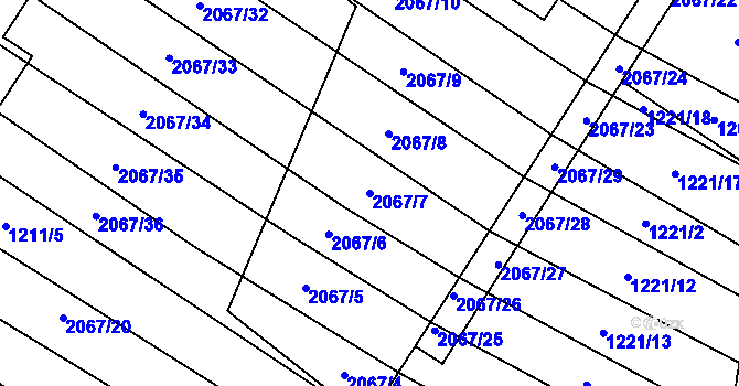 Parcela st. 2067/7 v KÚ Břeclav, Katastrální mapa