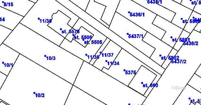 Parcela st. 11/37 v KÚ Břeclav, Katastrální mapa