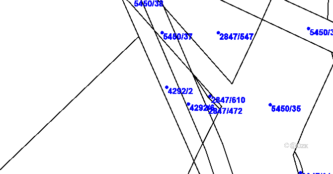 Parcela st. 4292/2 v KÚ Břeclav, Katastrální mapa