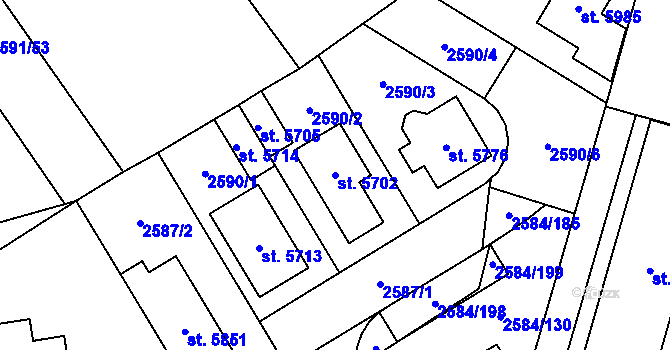 Parcela st. 5702 v KÚ Břeclav, Katastrální mapa