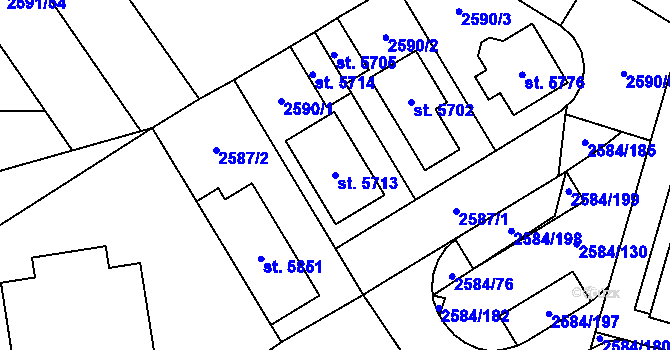 Parcela st. 5713 v KÚ Břeclav, Katastrální mapa