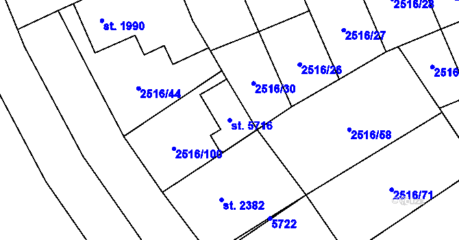 Parcela st. 5716 v KÚ Břeclav, Katastrální mapa