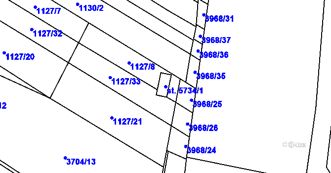 Parcela st. 5734/1 v KÚ Břeclav, Katastrální mapa