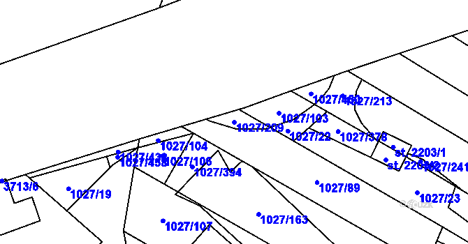 Parcela st. 1027/209 v KÚ Břeclav, Katastrální mapa