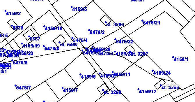 Parcela st. 5476/3 v KÚ Břeclav, Katastrální mapa