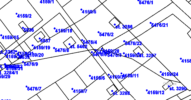 Parcela st. 5476/5 v KÚ Břeclav, Katastrální mapa