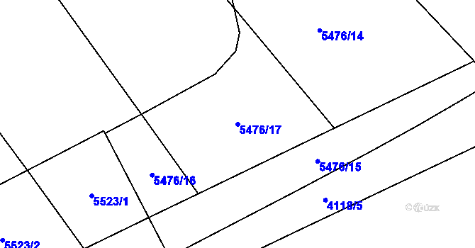 Parcela st. 5476/17 v KÚ Břeclav, Katastrální mapa