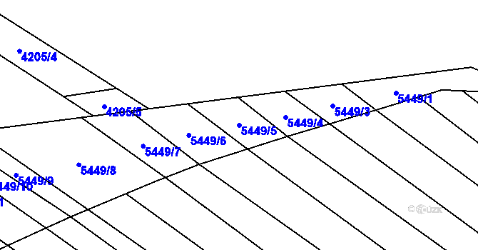 Parcela st. 5449/5 v KÚ Břeclav, Katastrální mapa