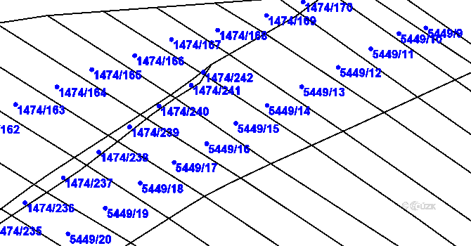 Parcela st. 5449/15 v KÚ Břeclav, Katastrální mapa