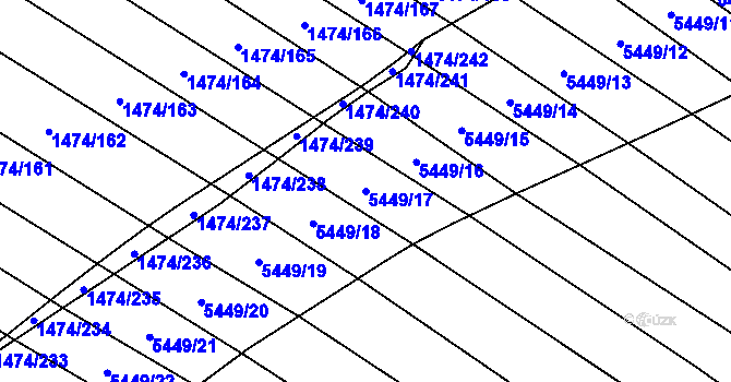 Parcela st. 5449/17 v KÚ Břeclav, Katastrální mapa
