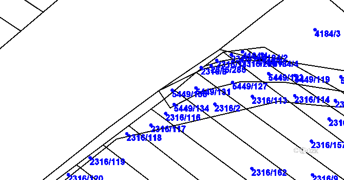 Parcela st. 5449/135 v KÚ Břeclav, Katastrální mapa