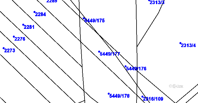 Parcela st. 5449/177 v KÚ Břeclav, Katastrální mapa