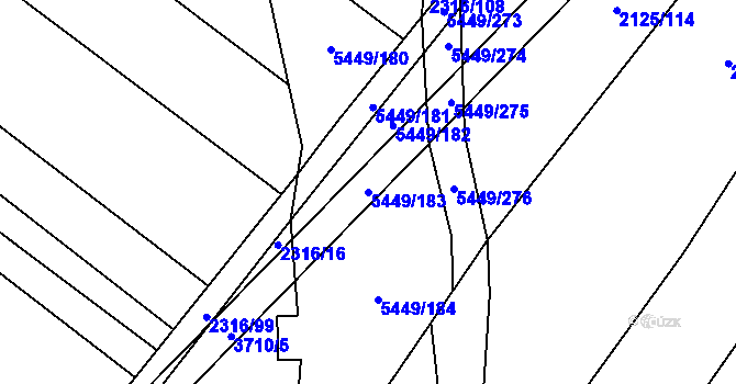 Parcela st. 5449/183 v KÚ Břeclav, Katastrální mapa