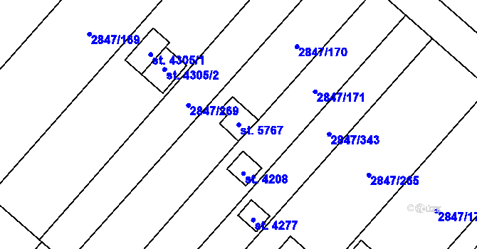 Parcela st. 5767 v KÚ Břeclav, Katastrální mapa