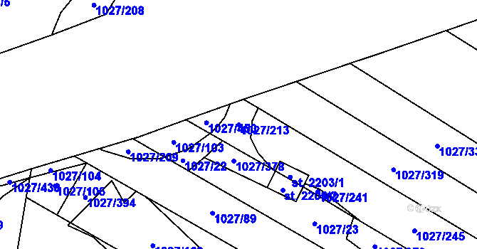 Parcela st. 1027/213 v KÚ Břeclav, Katastrální mapa