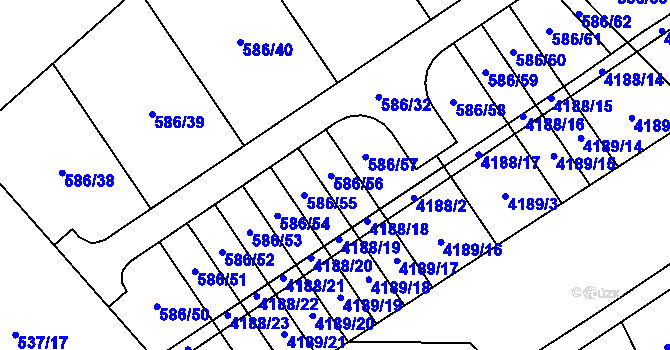 Parcela st. 586/32 v KÚ Břeclav, Katastrální mapa