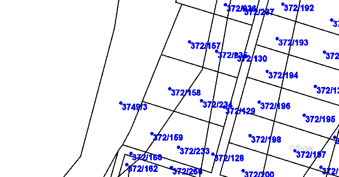 Parcela st. 372/158 v KÚ Břeclav, Katastrální mapa
