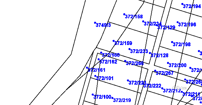Parcela st. 372/160 v KÚ Břeclav, Katastrální mapa
