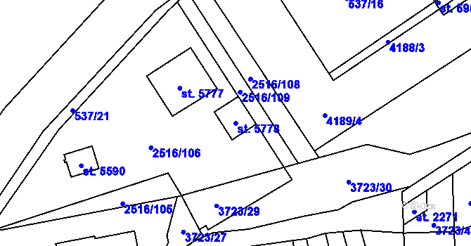Parcela st. 5778 v KÚ Břeclav, Katastrální mapa