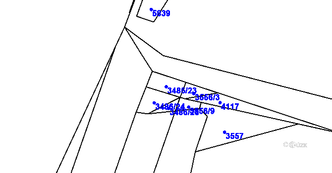 Parcela st. 3486/23 v KÚ Břeclav, Katastrální mapa
