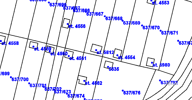 Parcela st. 5812 v KÚ Břeclav, Katastrální mapa