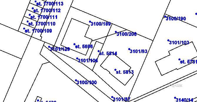 Parcela st. 5814 v KÚ Břeclav, Katastrální mapa