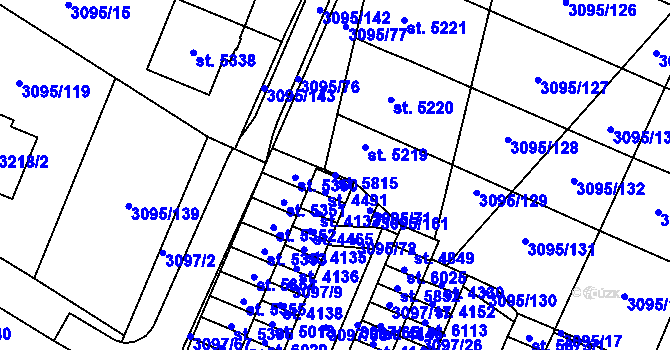 Parcela st. 5815 v KÚ Břeclav, Katastrální mapa