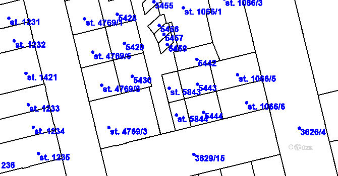 Parcela st. 5843 v KÚ Břeclav, Katastrální mapa