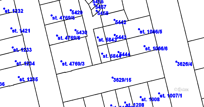 Parcela st. 5844 v KÚ Břeclav, Katastrální mapa