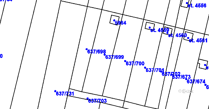 Parcela st. 637/699 v KÚ Břeclav, Katastrální mapa