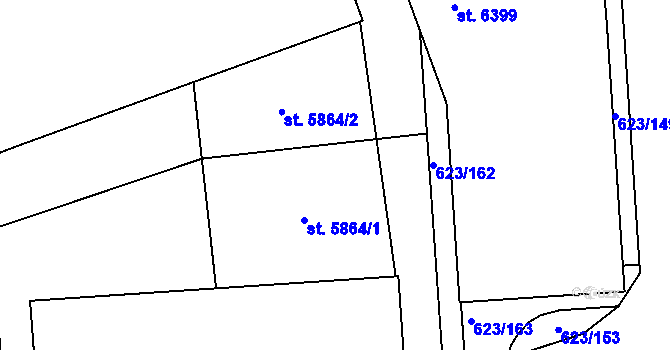 Parcela st. 5864 v KÚ Břeclav, Katastrální mapa