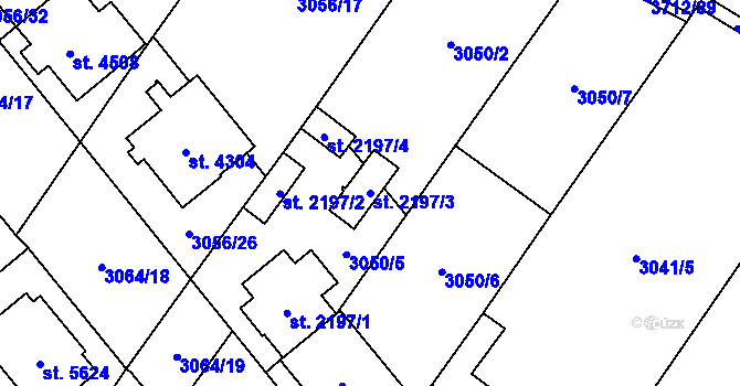 Parcela st. 2197/3 v KÚ Břeclav, Katastrální mapa