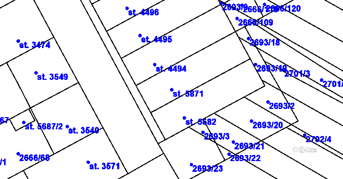 Parcela st. 5871 v KÚ Břeclav, Katastrální mapa