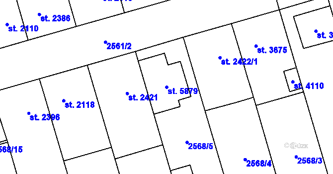 Parcela st. 5879 v KÚ Břeclav, Katastrální mapa