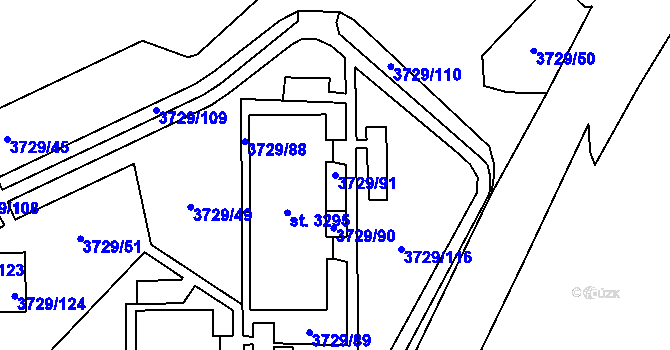 Parcela st. 3729/91 v KÚ Břeclav, Katastrální mapa