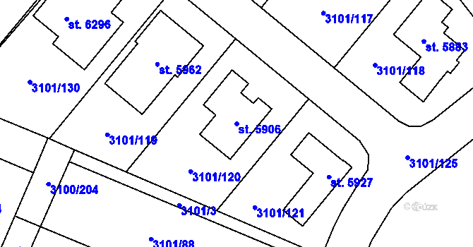 Parcela st. 5906 v KÚ Břeclav, Katastrální mapa