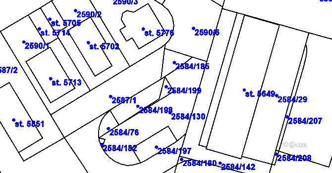 Parcela st. 2584/199 v KÚ Břeclav, Katastrální mapa