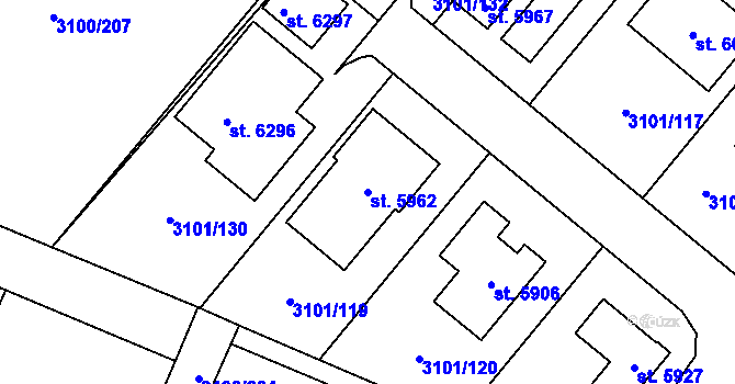 Parcela st. 5962 v KÚ Břeclav, Katastrální mapa