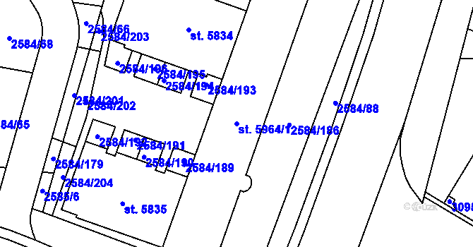 Parcela st. 5964/1 v KÚ Břeclav, Katastrální mapa