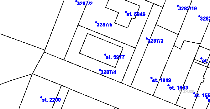 Parcela st. 5977 v KÚ Břeclav, Katastrální mapa