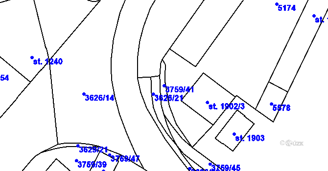 Parcela st. 3759/41 v KÚ Břeclav, Katastrální mapa