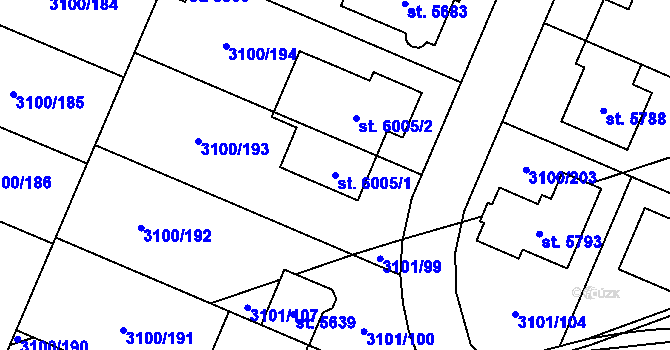 Parcela st. 6005/1 v KÚ Břeclav, Katastrální mapa