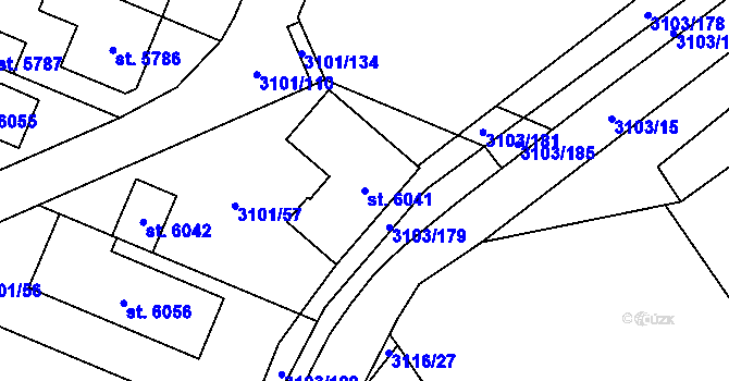 Parcela st. 6041 v KÚ Břeclav, Katastrální mapa