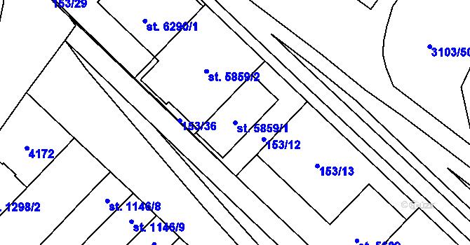 Parcela st. 5859/1 v KÚ Břeclav, Katastrální mapa