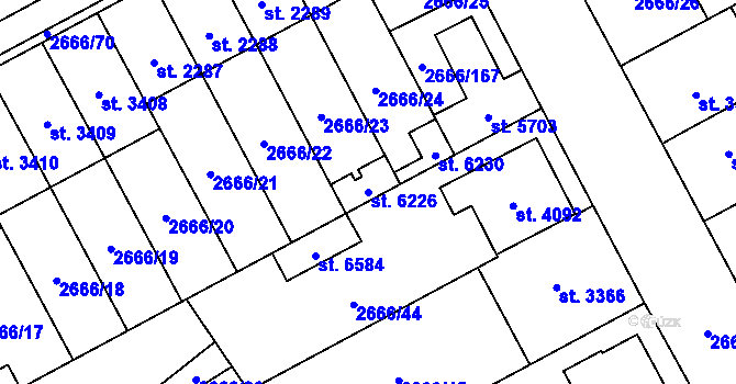 Parcela st. 6226 v KÚ Břeclav, Katastrální mapa